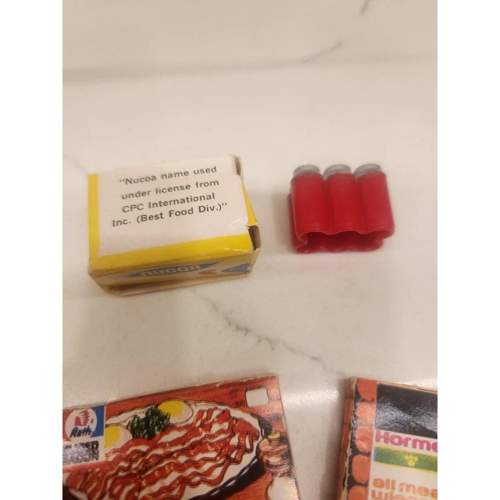 Vintage Lot Of Play Miniature Doll Food Grocery Bacon, Soda, Margarine Hot Dogs‎